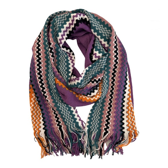 NWOT | Missoni | Purple Zigzag Hat & Scarf Set | One Size - Picture 7 of 16